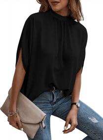 img 1 attached to Chic And Comfortable: Verdusa Women'S Dolman Sleeve Mock Neck Top With Tie Back