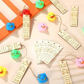 img 2 attached to 60 PCS Duck Themed Cards with Rubber Ducks and Strings - Small Rubber Duckies with Duck Card Tags, Mini Rubber Duckies for Party Game Decor, Car Street Toy - Assorted Colors (Wooden, Cute Style)