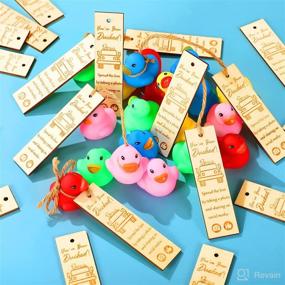 img 1 attached to 60 PCS Duck Themed Cards with Rubber Ducks and Strings - Small Rubber Duckies with Duck Card Tags, Mini Rubber Duckies for Party Game Decor, Car Street Toy - Assorted Colors (Wooden, Cute Style)