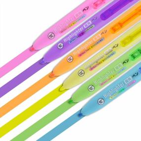 img 2 attached to Карманные маркеры с выдвижным долотообразным наконечником разных цветов - кликабельный набор из 6 маркеров