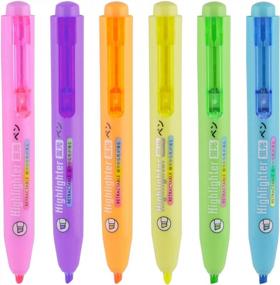 img 4 attached to Assorted Color Retractable Chisel Tip Pocket Highlighters - Clickable Highlighter Set Of 6