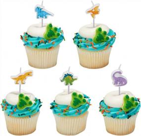 img 3 attached to Dinosaur Shaped Birthday Cake And Cupcake Candles - Pack Of 5 By Bakery Crafts