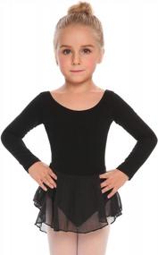 img 3 attached to Stylish Zaclotre Girl'S Ballet Leotard With Long Sleeve Skirted Dress For Dance Performance