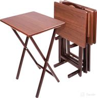 pearington 4-pack folding tv tray table - dining, laptop computer stand, gaming, desk - espresso finish logo