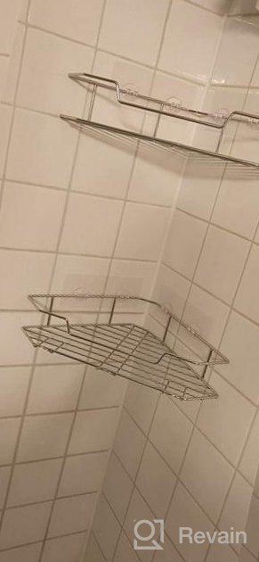 img 1 attached to AmazerBath Corner Shower Caddy With Hooks, Adhesive Shower Shelf For Bathroom Storage, Stainless Steel Shower Organizer Wall Mounted, No Drilling, 2 Pack, Nickel review by Eduardo Murillo