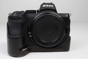 img 3 attached to Nikon Z7 Camera Case Bag With Hand Strap, PU Leather Protective Half Cover - Black