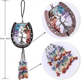img 3 attached to Mookaitedecor Horseshoe Tree Of Life Hanging Ornament For Car Rear View Mirror, Crystal Wall Hanger For Window Home Decoration, 7 Chakra Stones