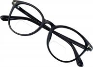 men & women's stylish retro oval bifocal reading glasses w/ blue light blocking - visionglobal computer readers logo