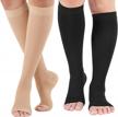 20-30 mmhg knee high open toe compression socks for men & women - support stockings logo