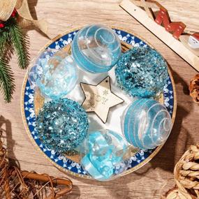 img 1 attached to Добавьте блеска своему рождественскому декору с большими небьющимися синими рождественскими шарами XmasExp - набор из 12 штук