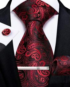 img 3 attached to Enhance Your Style With DiBanGu'S Silk Paisley Tie, Handkerchief, And Cufflink Set
