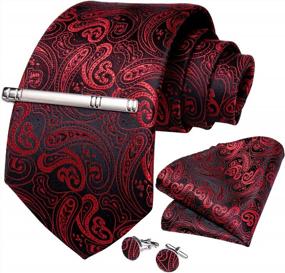 img 4 attached to Enhance Your Style With DiBanGu'S Silk Paisley Tie, Handkerchief, And Cufflink Set