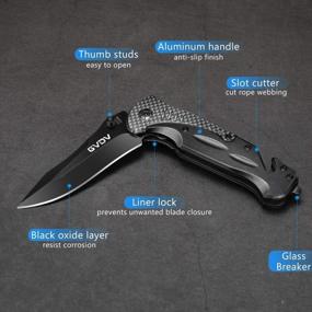 img 2 attached to GVDV Utility Pocket Knife With 7Cr17 Stainless Steel - Folding Knife For EDC Outdoor Camping Hunting, Liner-Lock, Clip, Seatbelt Cutter, Glass Breaker For Emergencies, Father'S Day Gifts