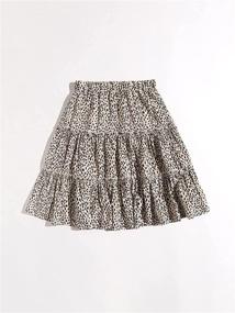 img 3 attached to Milumia Leopard Elastic Ruffle Tiered Girls' Clothing at Skirts & Skorts