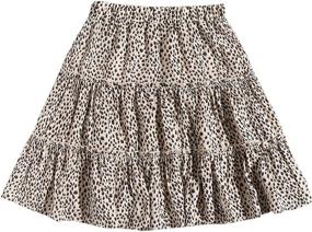 img 4 attached to Milumia Leopard Elastic Ruffle Tiered Girls' Clothing at Skirts & Skorts