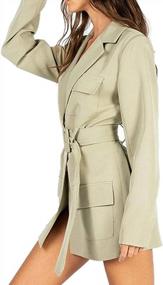img 3 attached to Women'S Tailored Blazer Dress With Belt - Fashion Sexy Long Sleeve Suit Jacket For Women
