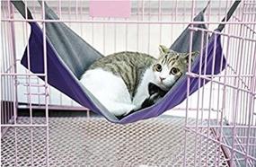 img 1 attached to 🐱 Waterproof Fleece Cat Kitty Hammock Bed - Small Animal Cage Swing Bed for Ferret, Rabbit, Bunny - Purple Hammock Pet Bed