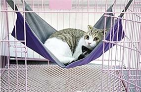 img 2 attached to 🐱 Waterproof Fleece Cat Kitty Hammock Bed - Small Animal Cage Swing Bed for Ferret, Rabbit, Bunny - Purple Hammock Pet Bed