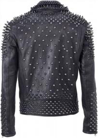 img 3 attached to Mens Brando Motorcycle Biker Leather Jacket With Rock Punk Spike Studs - LP-FACON