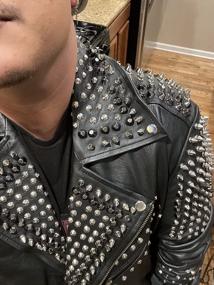 img 1 attached to Mens Brando Motorcycle Biker Leather Jacket With Rock Punk Spike Studs - LP-FACON