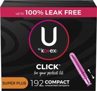 192 count (6 packs of 32) u by kotex click super plus tampons - compact, unscented (packaging may vary) logo