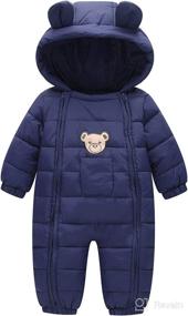 img 3 attached to 👶 Adorable Hooded Snowsuit Jumpsuit for Babies 3-24 Months - Happy Cherry Winter Romper in Thermal Coat