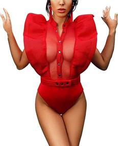 img 4 attached to Yinggeli Shoulder Bodysuit Leotards Rompers Women's Clothing at Bodysuits