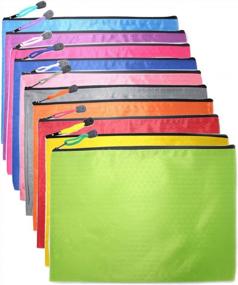 img 4 attached to Set Of 10 Waterproof Fabric Zip File Bags In Mini B8 Size With Football Pattern And Random Colors - Ideal For Documents And Storage - Oaimyy Brand
