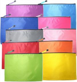 img 2 attached to Set Of 10 Waterproof Fabric Zip File Bags In Mini B8 Size With Football Pattern And Random Colors - Ideal For Documents And Storage - Oaimyy Brand