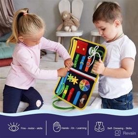 img 3 attached to Nigifter Busy Board Montessori Toys for Toddlers - Educational Gifts to Enhance Fine Motor Skills and Learn through Play - Dressing Toys for Kids - Ideal Activity Board for Age 1, 2, 3, 4, and 5