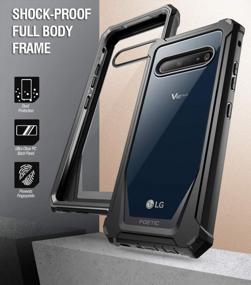 img 1 attached to Ударопрочный чехол LG V60 ThinQ: полноразмерный гибридный бампер серии Poetic Guardian со встроенной защитной пленкой для экрана — черный/прозрачный