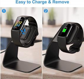 img 2 attached to CAVN Charger Dock: Compatible With Fitbit Charge 5/Luxe, 4.2Ft USB Cord & Aluminum Stand Accessories