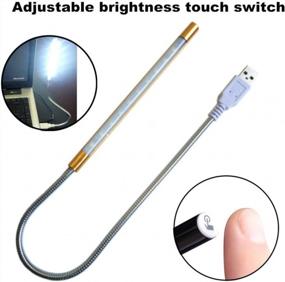 img 1 attached to 🌟 DZYDZR USB LED Laptop Lamp with Gooseneck, Touch Dimmer, 10 LEDs, 1W, 5V (Gold)
