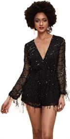 img 4 attached to 👗 Sequin Sleeve Liner Jumpsuit in Missord Women's Clothing Collection at Jumpsuits, Rompers & Overalls