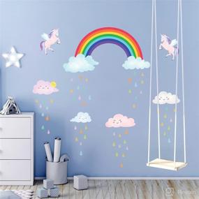 img 2 attached to DECOWALL Rainbow Unicorn Stickers Removable