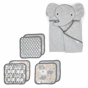 img 4 attached to Grazer™ Clean & Cuddly™ Hooded Character Towel And 6-Pack Terry Washcloth Set