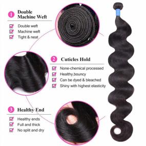 img 3 attached to Ucrown Hair Mixed Length 34Inch 100% Brazilian Human Hair Body Wave One Bundles 100G Total Human Hair Weave Extensions Natural Black Color (34)