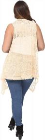 img 3 attached to Women'S Plus Size Boho Crochet Open Front Sleeveless Shawl Cardigan Vest Cover Up