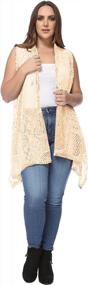 img 4 attached to Women'S Plus Size Boho Crochet Open Front Sleeveless Shawl Cardigan Vest Cover Up