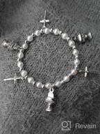 img 1 attached to Elegant AT001 First Communion Rosary Bracelet for Girls: Imitation Pearl and Silver Tone Beads, 7 Inch review by Brian Avila