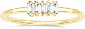 img 4 attached to Stunning Petite Baguette CZ Stacking Wedding Band With Emerald Cut In 14K Gold Plating - TIGRADE Eternity Ring For Women, Available In Size 3-11