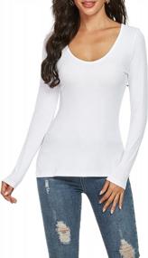 img 4 attached to Stylish And Comfortable Women'S Long Sleeve Rayon T-Shirts With Crew And Scoop Neck Options