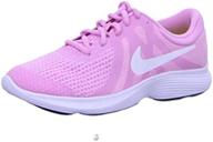 nike revolution running pink cool grey white girls' shoes ~ athletic logo