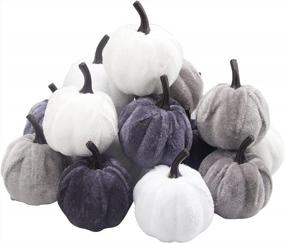 img 4 attached to Set Of Artificial Mini Pumpkins In White, Beige, Silver Grey, And Grey For Halloween, Fall, And Thanksgiving Decorations By Wonuu