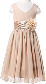 img 1 attached to 👗 Bow Dream Bridesmaids: Elegant V Neckline Champagne Dresses for Girls' Clothing