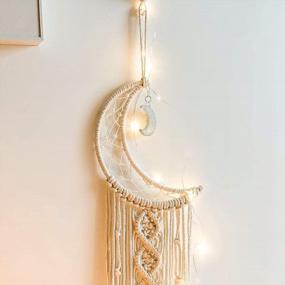 img 1 attached to Macrame Wall Hanging Dream Catcher With Tassel - White Cotton Handmade Boho Home Decor Ornament For Kids Bedroom Dorm Room