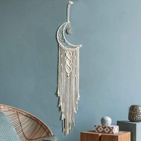 img 3 attached to Macrame Wall Hanging Dream Catcher With Tassel - White Cotton Handmade Boho Home Decor Ornament For Kids Bedroom Dorm Room