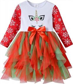 img 4 attached to Зимнее платье-пачка для девочек от 2 до 8 лет - комплект с длинными рукавами от DXTON