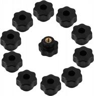m6*25 universal black plastic round knurled cabinet hardware jig star knob 10pcs for machine tool tightening screw removal clamping handle logo