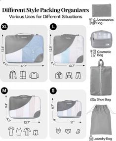 img 2 attached to OlarHike 8-Piece Grey Packing Cubes Set For Travel - 4 Sizes (Extra Large,Large,Medium,Small) - Luggage Organizer Bags For Carry On Suitcases And Travel Accessories.